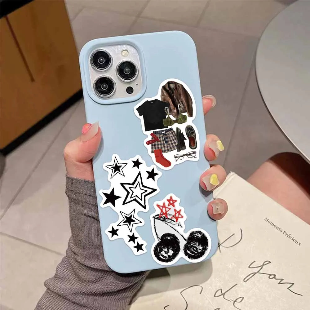 50PCS Creative Black Y2K Creative Aesthetic Sticker Advanced Mobile Phone Case Laptop Sticker