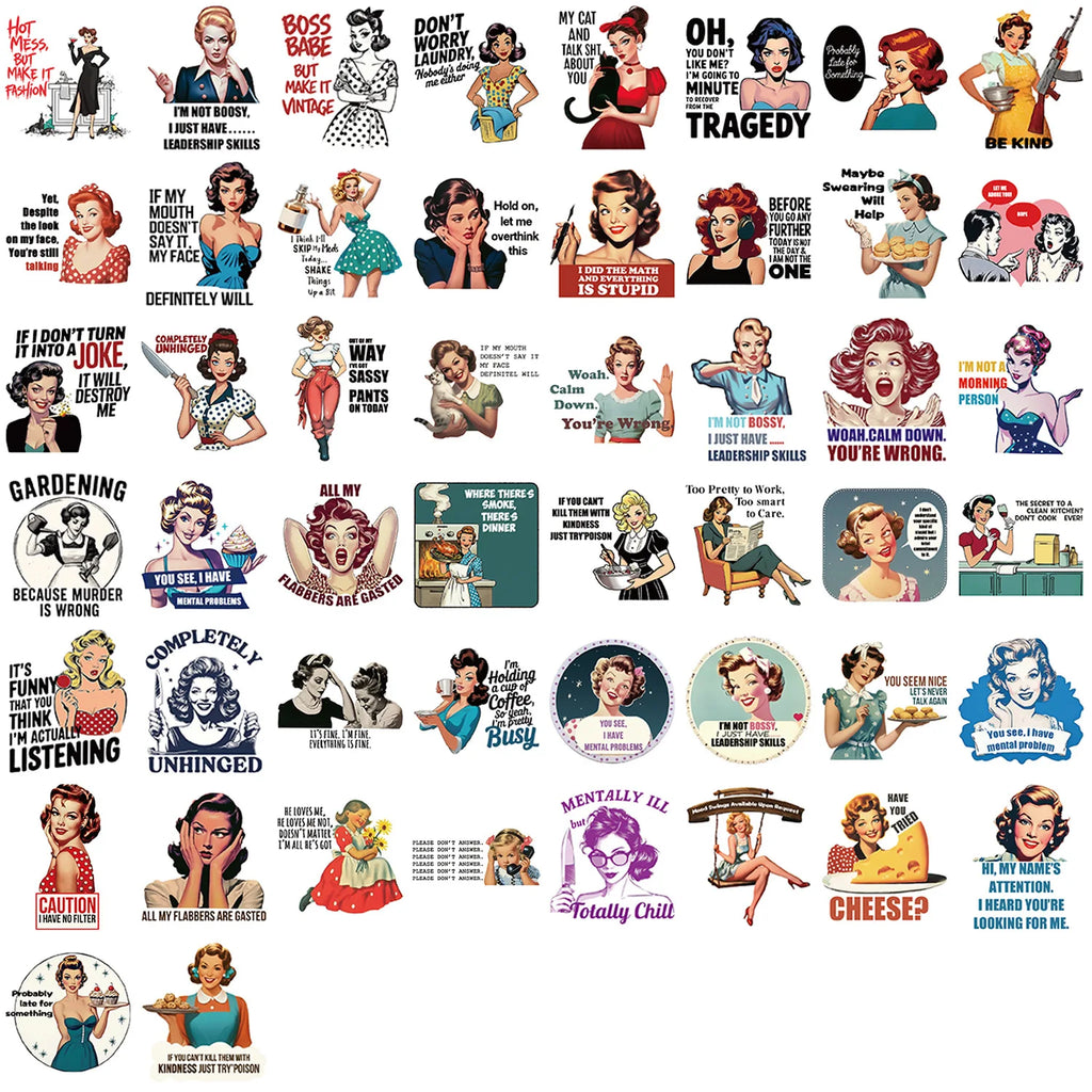 50/100PCS Cartoon Women's Quotes Graffiti Stickers Decorative Guitar Notebook Luggage Can Be DIY Waterproof Stickers