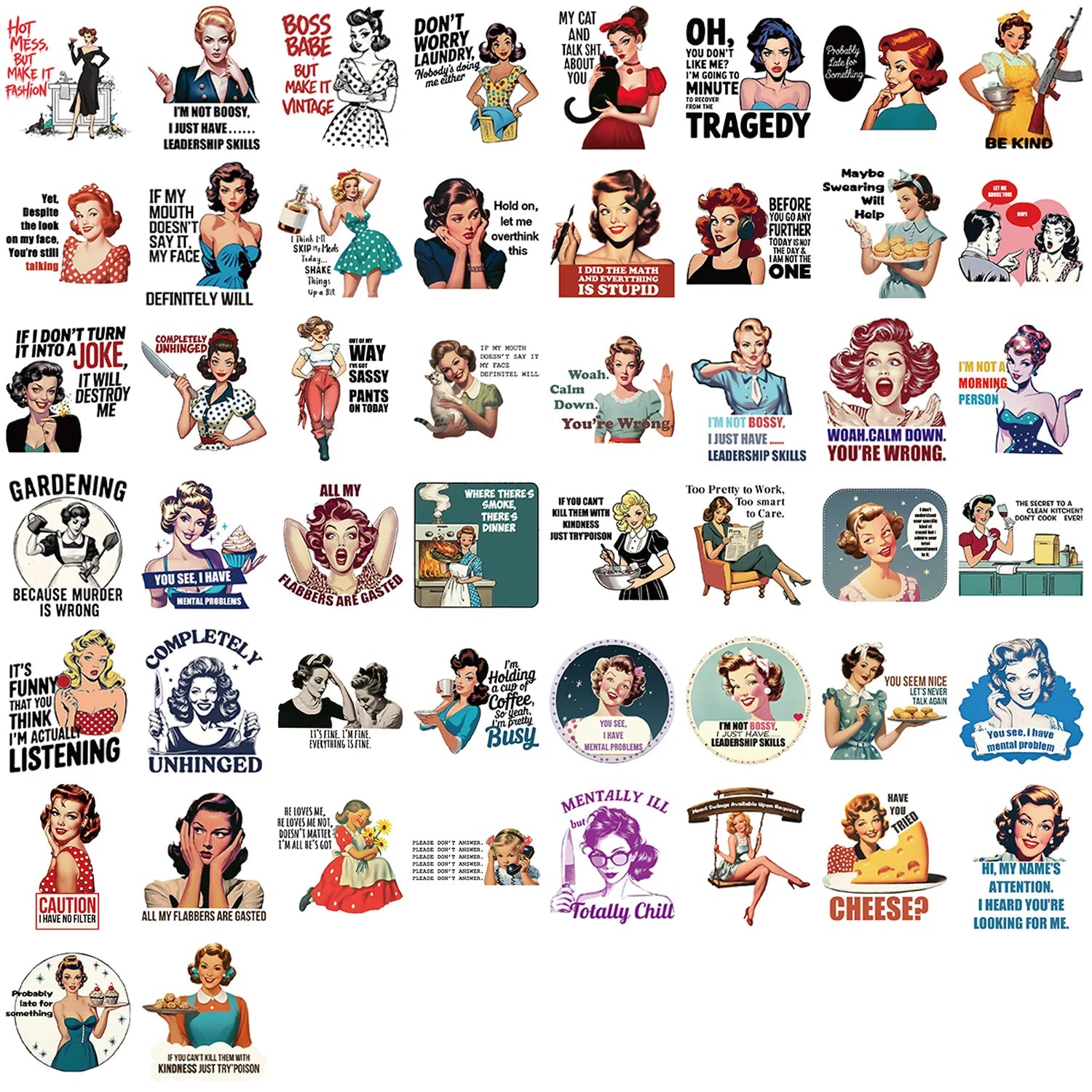 50/100PCS Cartoon Women's Quotes Graffiti Stickers Decorative Guitar Notebook Luggage Can Be DIY Waterproof Stickers