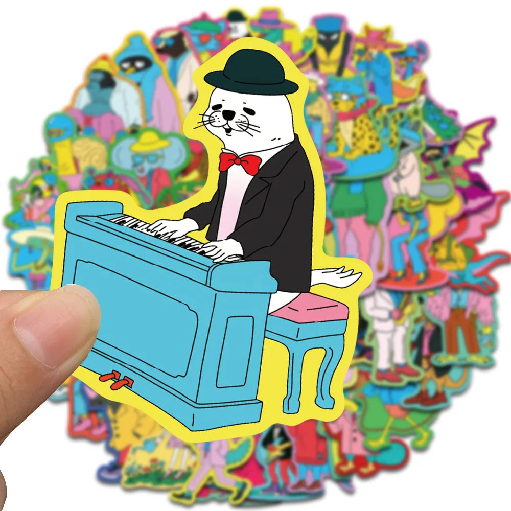 50PCS Colorful Graffiti Animals Sticker Cartoon Laptop Halloween Cute Kawaii Graffiti Skateboard Waterproof Phone Sticker