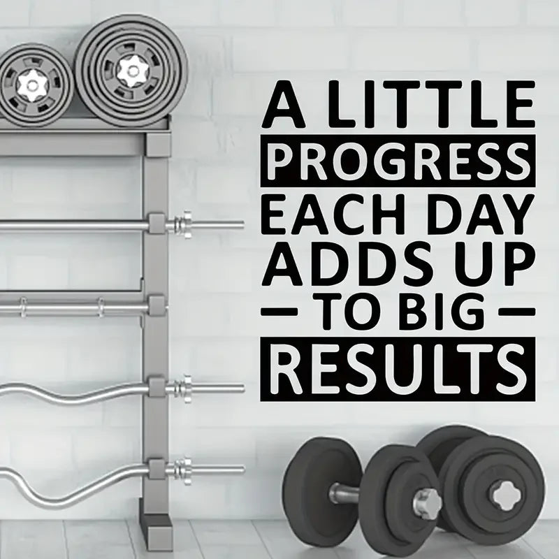 1pc Inspirational Quote Wall Sticker, A Little Progress Each Day, Self-Adhesive Wall Stickers, Bedroom Office Living Room Gym Ho