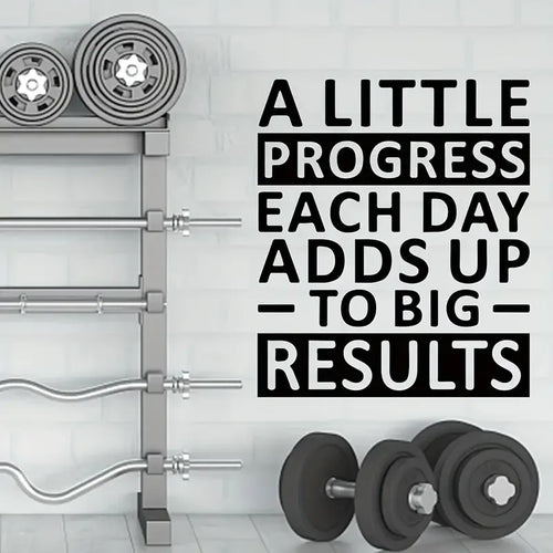 1pc Inspirational Quote Wall Sticker, A Little Progress Each Day, Self-Adhesive Wall Stickers, Bedroom Office Living Room Gym Ho