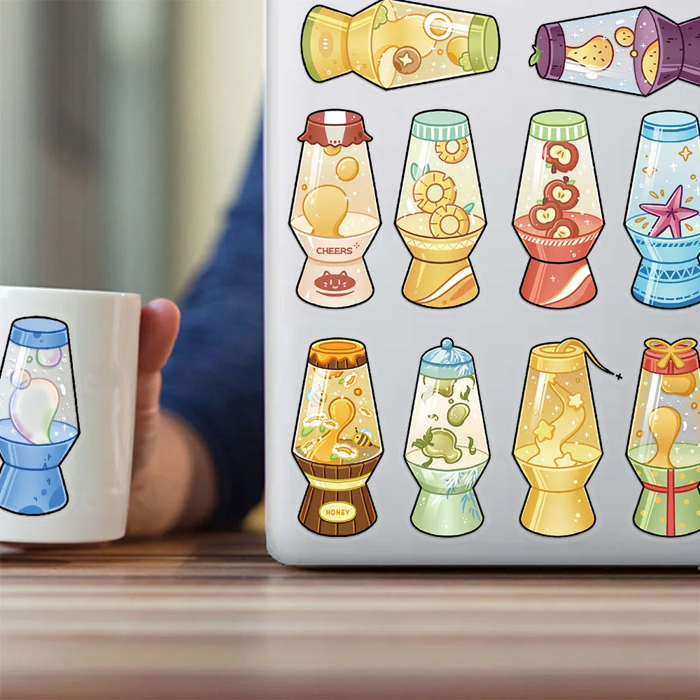 50PCS Lava Lamp Creative Transparent Stickers DIY Scrapbook Phone Case Laptop Tablet Decorative Toy Stickers