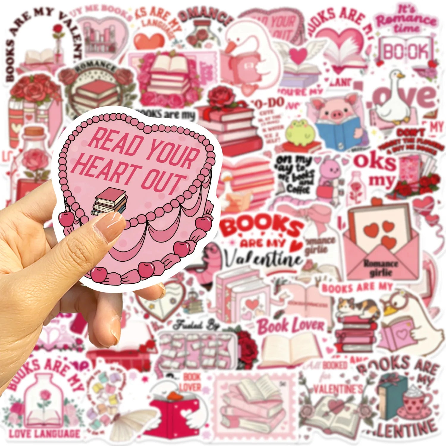 50/100PCS Valentine's Day Bookish Stickers Creative Stickers Decorative Luggage Stationery Phone Cases