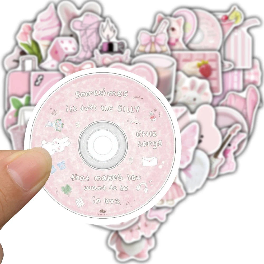 50/100PCS Pink Cartoon Graffiti Stickers Laptop Luggage Skateboard Suitcase Guitar Motorcycle Car Cartoon Retro Guitar Decal