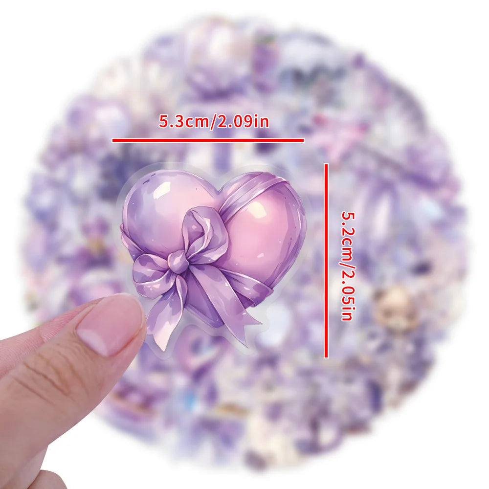 62/124 PCS Transparent PET Purple Graffiti Stationery Notebook Decorative Stickers Luggage Water Cups Scooter Stickers