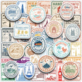 50-Pack Creative Graffiti Passport Stamp Decal Stickers for Students Stationery Water Cup Computer Waterproof Decoration