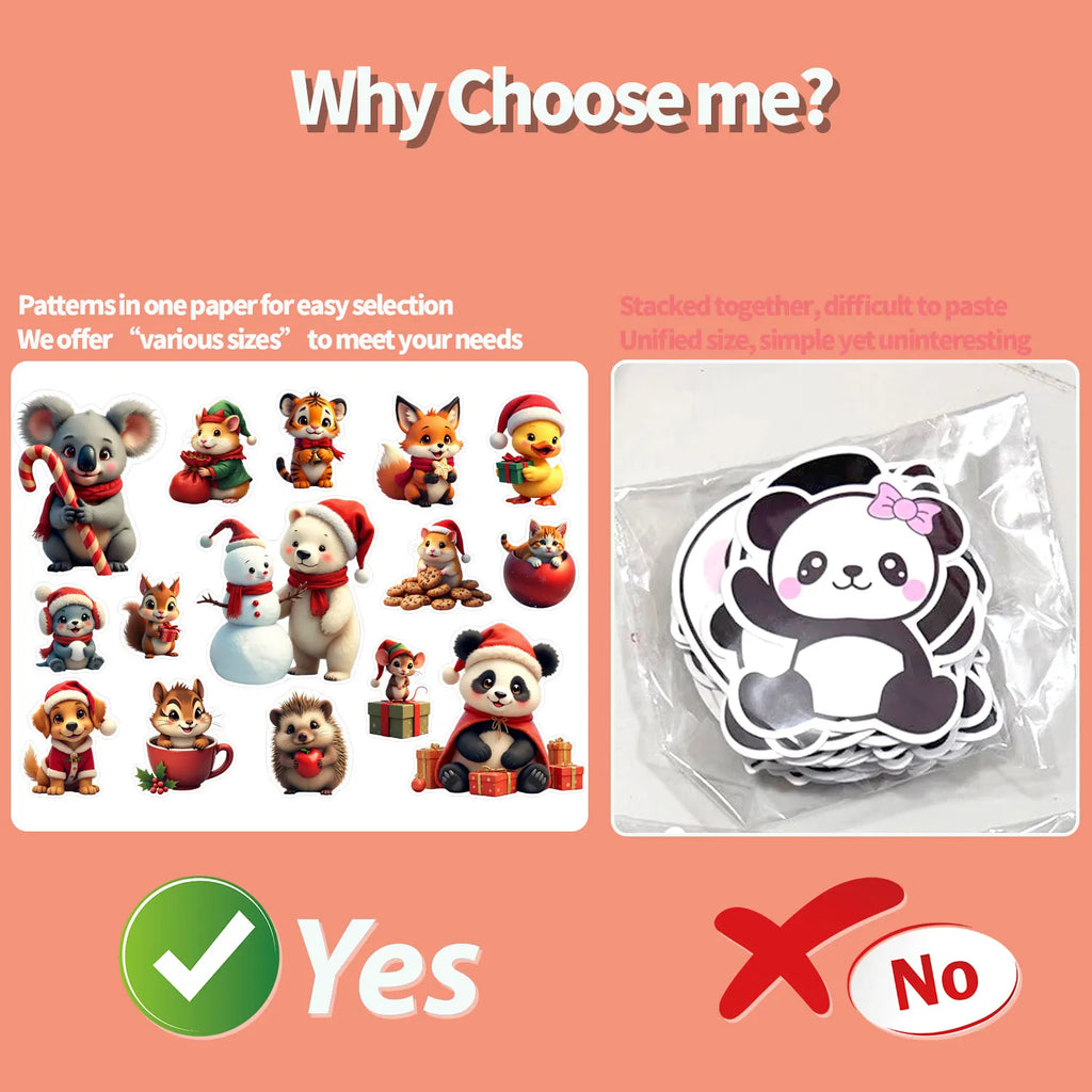 30Pcs/Set Irregular Christmas Lovable Animal Waterproof Stickers Reusable/No Residue DlY Craft Decor Festival Scrapbooking Label