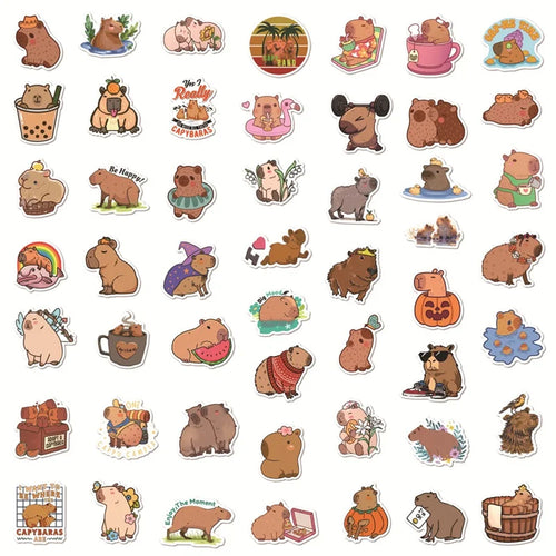 10/30/50PCS Cute Capybara PVC Sticker Aesthetic Children's Decoration Scrapbooking Sketchbook Korean Stationery School Supplies