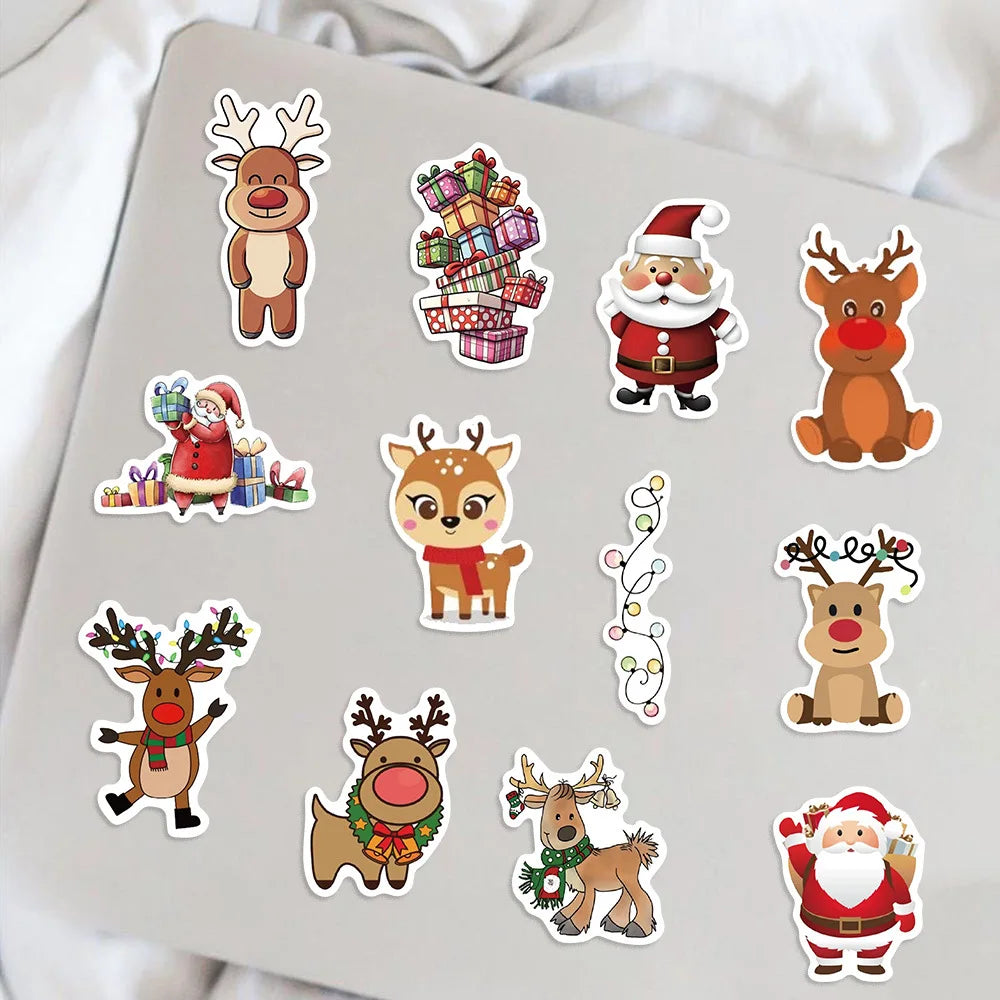 100PCS Santa Claus Graffiti Stickers Decorate Guitar Notebook Luggage DIY Waterproof Holiday Children Stationery Stickers