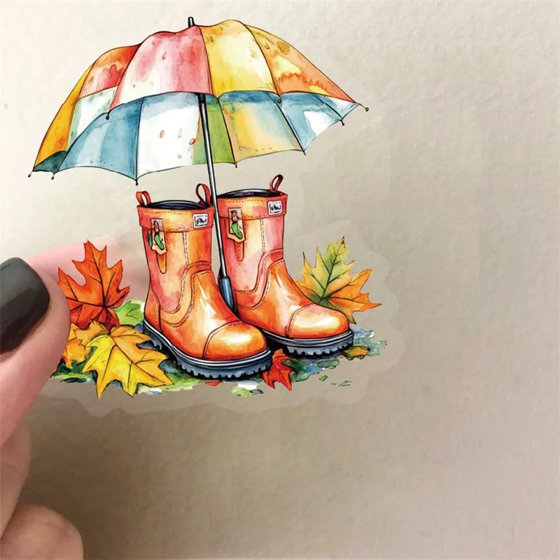 50PCS Kawaii Orange Rose Sticky PVC Sticker Aesthetic Stationery DIY Decoration Scrapbooking Children's Supplies