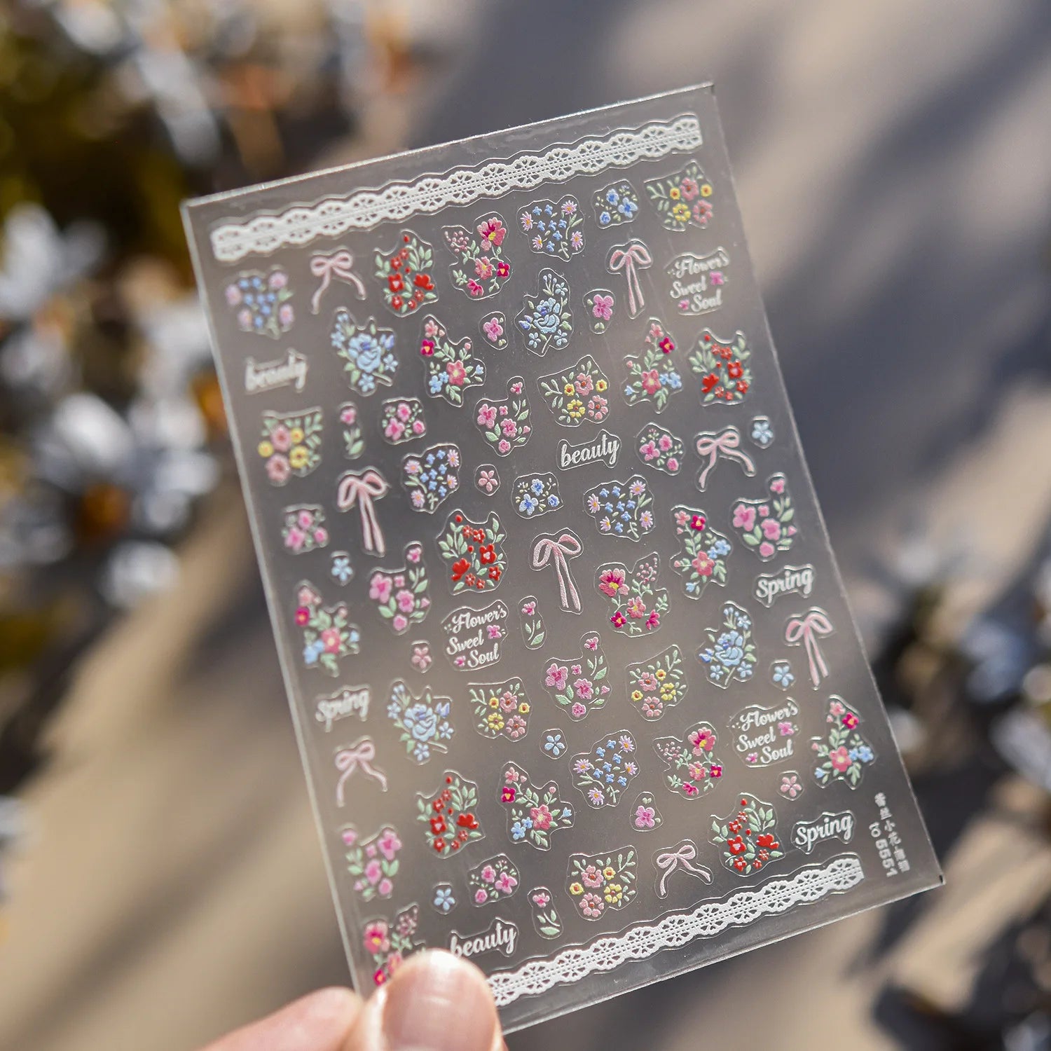 Spring and Summer Lace Flower Theme Nail Stickers Hollow Lotus Leaves Blooming Flowers Self Adhesive Nails 3D Decorations Decals