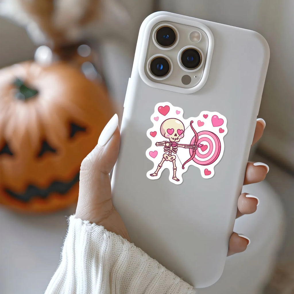 50/100 Pcs Pink Valentine Fun Skull Stickers Funny Heart Skeleton Waterproof DIY for Cup Phone Laptop Diary Helmet Decals