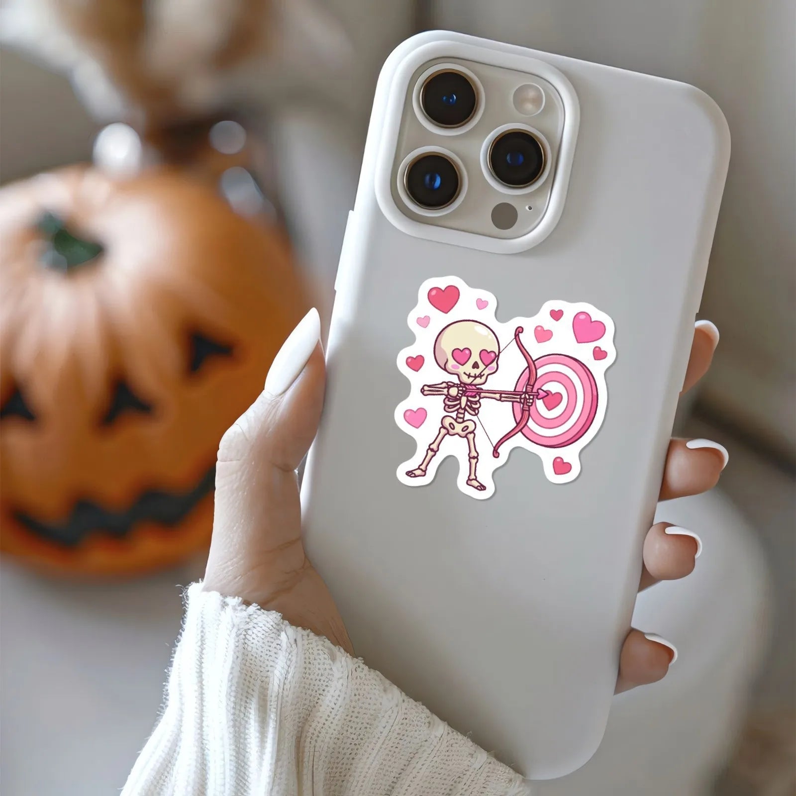 50/100 Pcs Pink Valentine Fun Skull Stickers Funny Heart Skeleton Waterproof DIY for Cup Phone Laptop Diary Helmet Decals