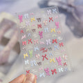 Colorful Bowkont Nail Stickers 3D Thin and Tough Nail Art Stickers Back Glue Bowtie Ribbon Manicure Sticker Decals DIY Accessory