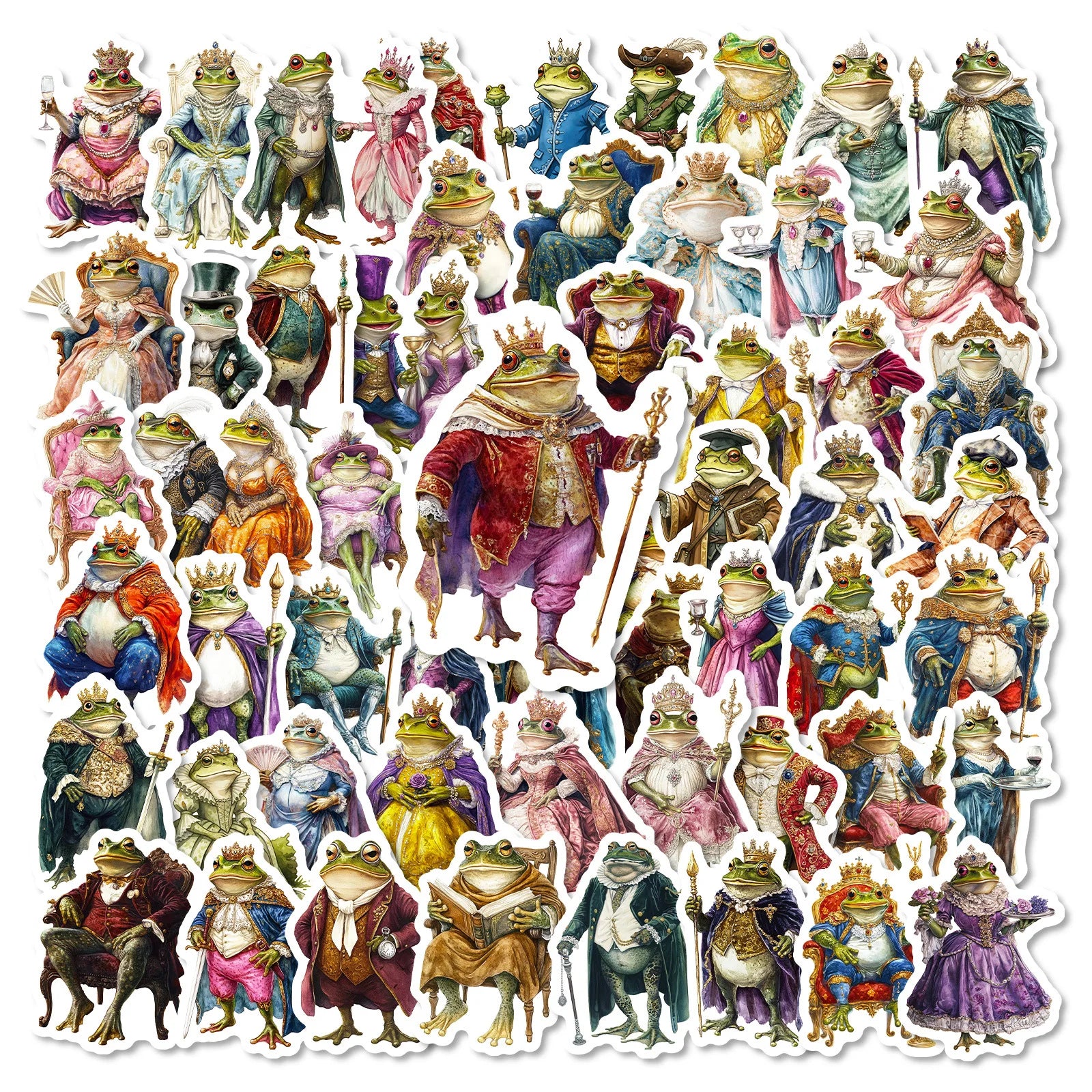 56PCS Fantasy Frog Aristocrat Stickers Kids Reward Stationery Decals DIY Fun Notebook Fridge Suitcase Waterproof Sticker