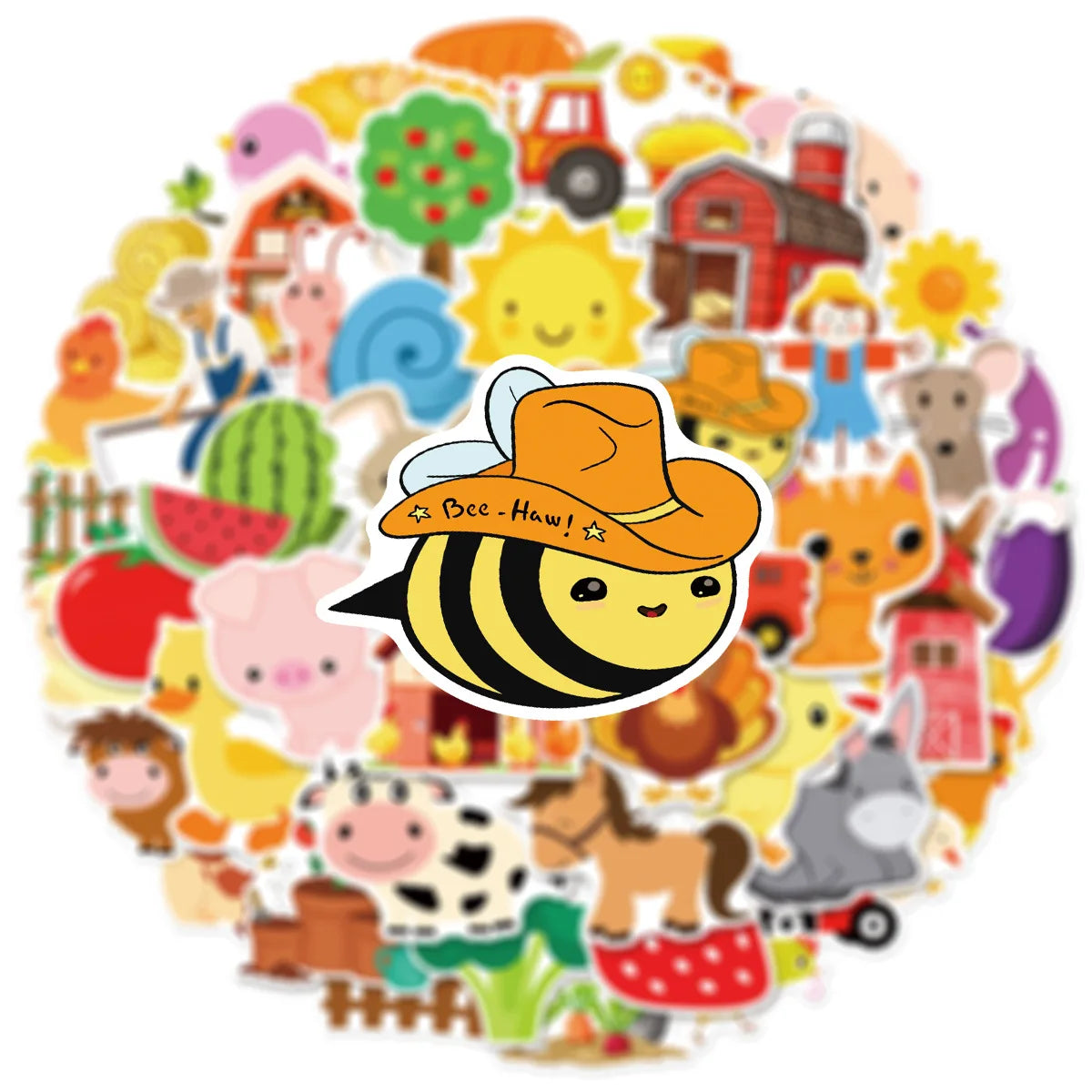 50/100 Pcs Cute Cartoon Farm Ranch Stickers Doodle for Cup Suitcase Stationery Box Scrapbook Printer Pen Holder Removable Decals