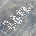 White Cartoon Four Little Kids Walking Dog Car Sticker