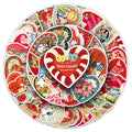 50-Pack Vintage Victoria Valentine's Day Heart Graffiti Stickers Phone Tablet Guitar Stationery Notebook Waterproof Stickers