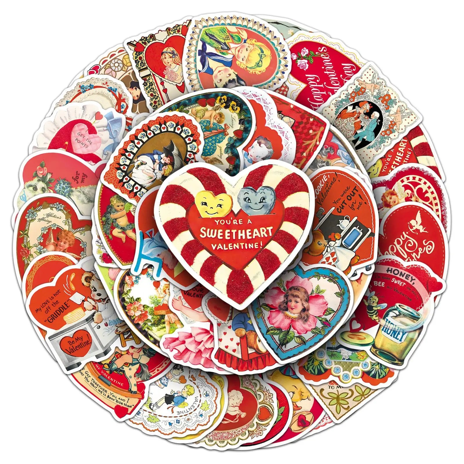 50-Pack Vintage Victoria Valentine's Day Heart Graffiti Stickers Phone Tablet Guitar Stationery Notebook Waterproof Stickers