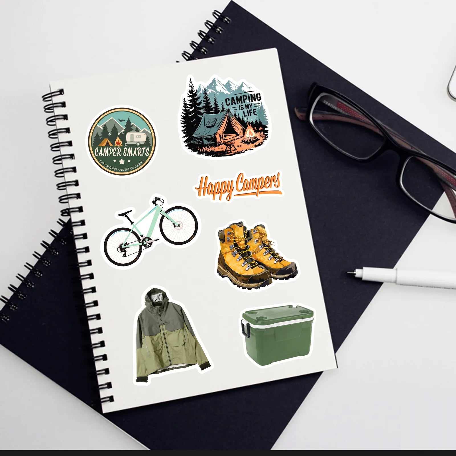 50/100 Pcs New Outdoor Camping Theme Stickers for Tent Car Phone Skate Cup Suitcase Guitar No Repeat Waterproof Decals