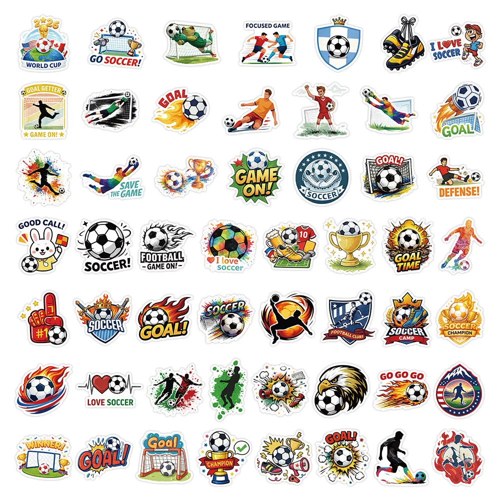 50PCS World Football Stickers, Student Notebook Suitcase Car PVC Waterproof Decorative Art Stickers