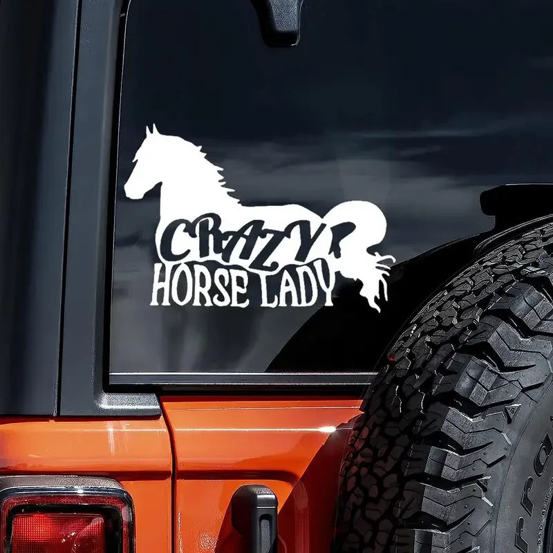 CRAZY HORSE LADY Design Car Sticker For Laptop, Truck, Phone, Motorcycle, SUV, Window, Wall, Fishing Boat, Skateboard Decals, Ca