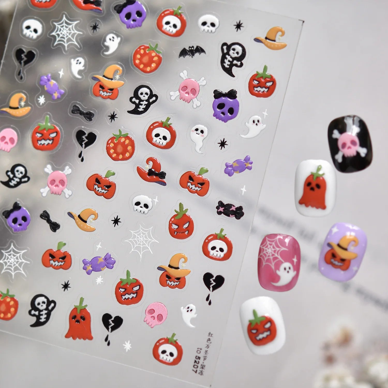 Jelly Halloween Skeleton Stickers Nail Art Cool Evil dark style decorative Nails Sticker DIY Trendy Manicure Ornaments Supplier