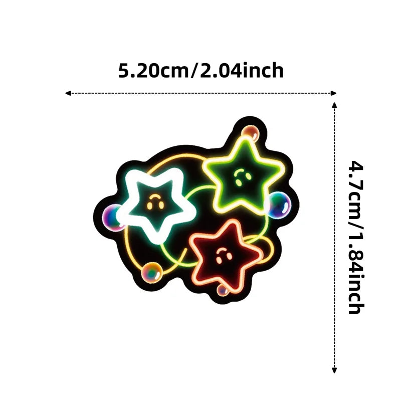 10/30/56PCS Kawaii Neon Astronaut PVC Sticky Sticker Aesthetic Children's DIY Decoration Scrapbooking School Supplies