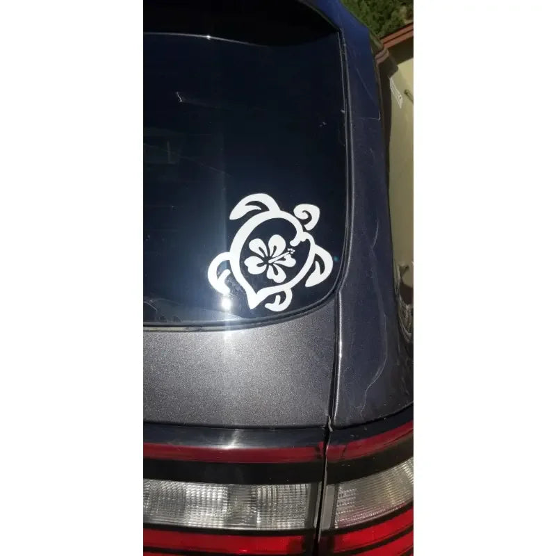 Make a Splash with this Vibrant Hibiscus Sea Turtle Car Decal!