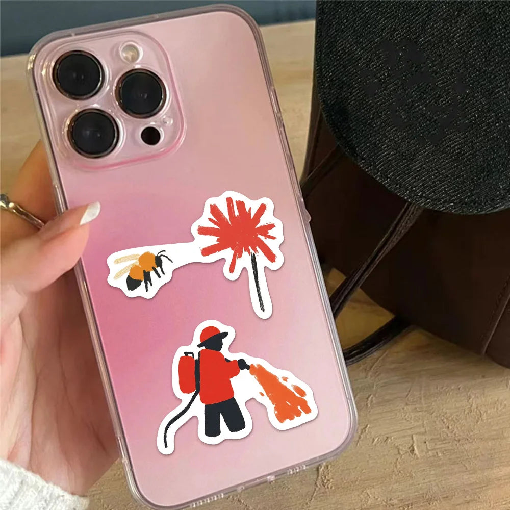 50PCS Cartoon Red Minimalist Style Decoration DIY Creative Phone Case Laptop Cup Speaker Toy Sticker