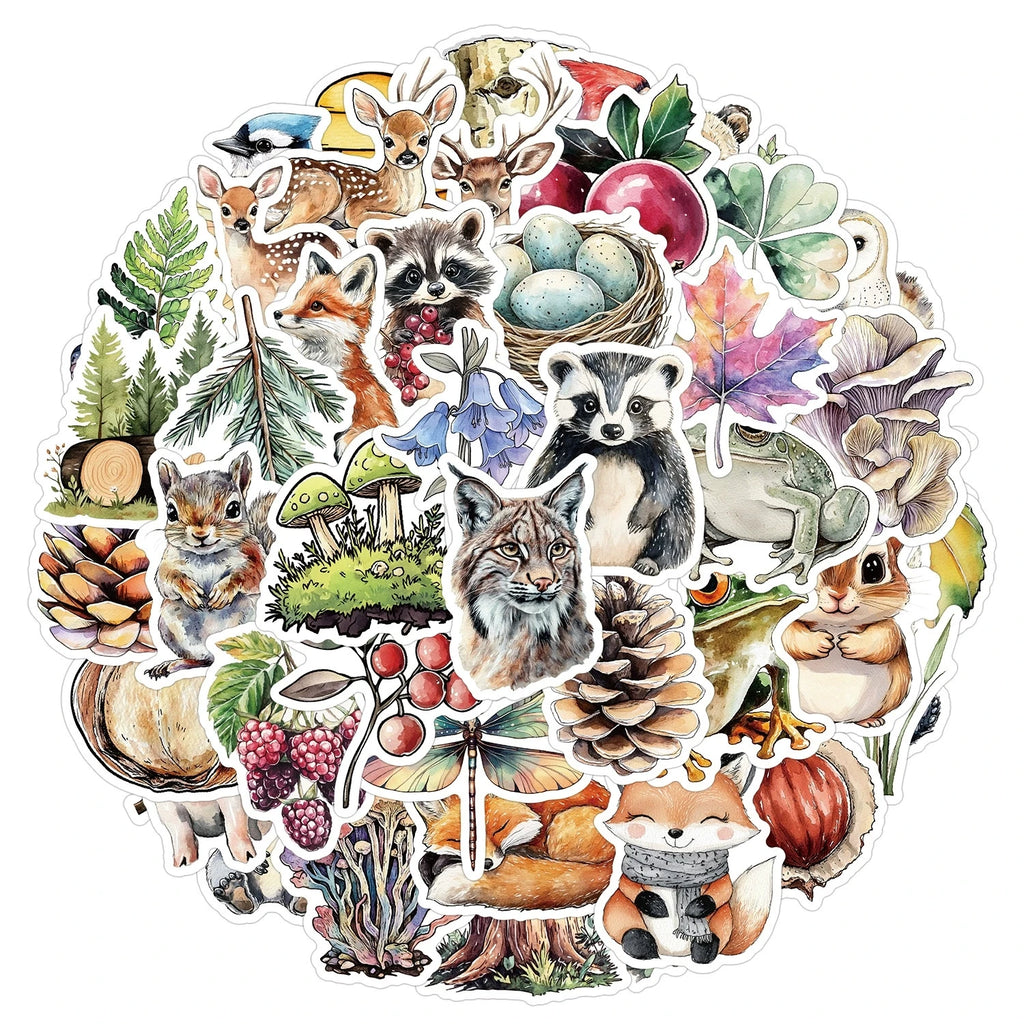 50/100PCS Cute Watercolor Animal Graffiti Stickers, Water Cup Phone Waterproof Cartoon Stickers