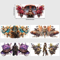 q5 sheets Steampunk UV DTF Cup Stickers, DTF Friction Transfer Stickers, Waterproof Cartoon Transfer Stickers for 16oz Glass Cup