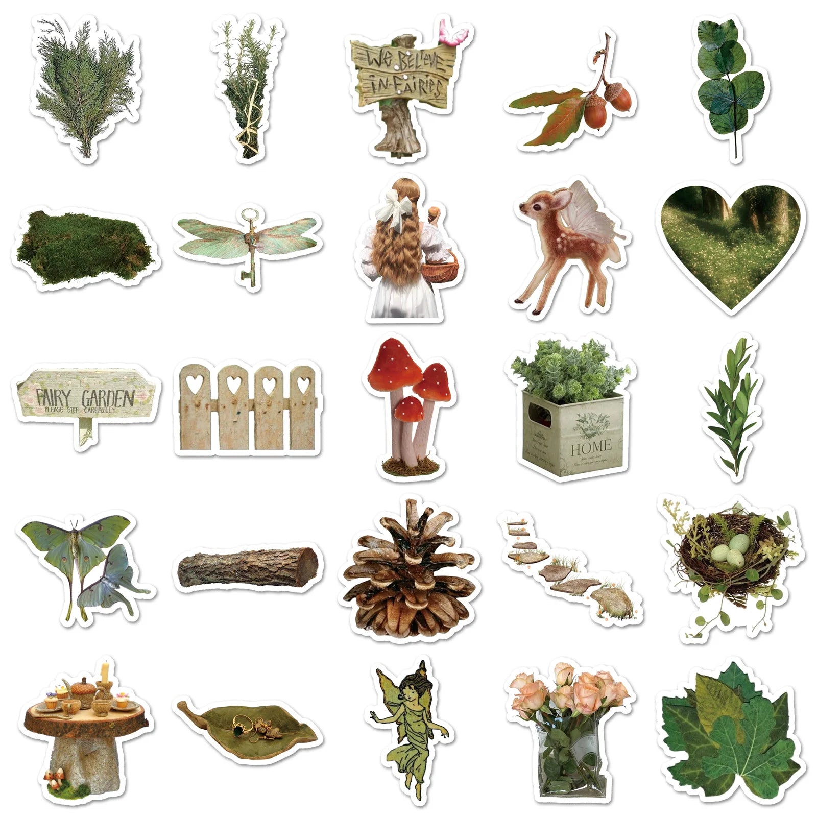 50/100PCS Cartoon Forest Graffiti Stickers Small Fresh Retro Decoration Water Cup Skateboard Computer Laptop Stationery Stickers