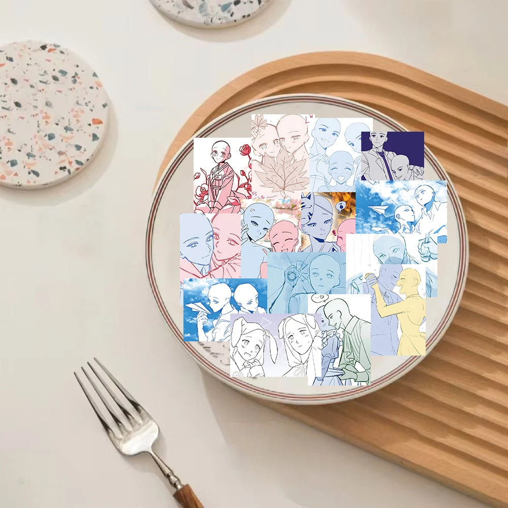 64PCS Oc Painting Template Stickers Laptop Scrapbook Waterproof Luggage Personalized Harajuku Aesthetic Scrapbooking Sticker