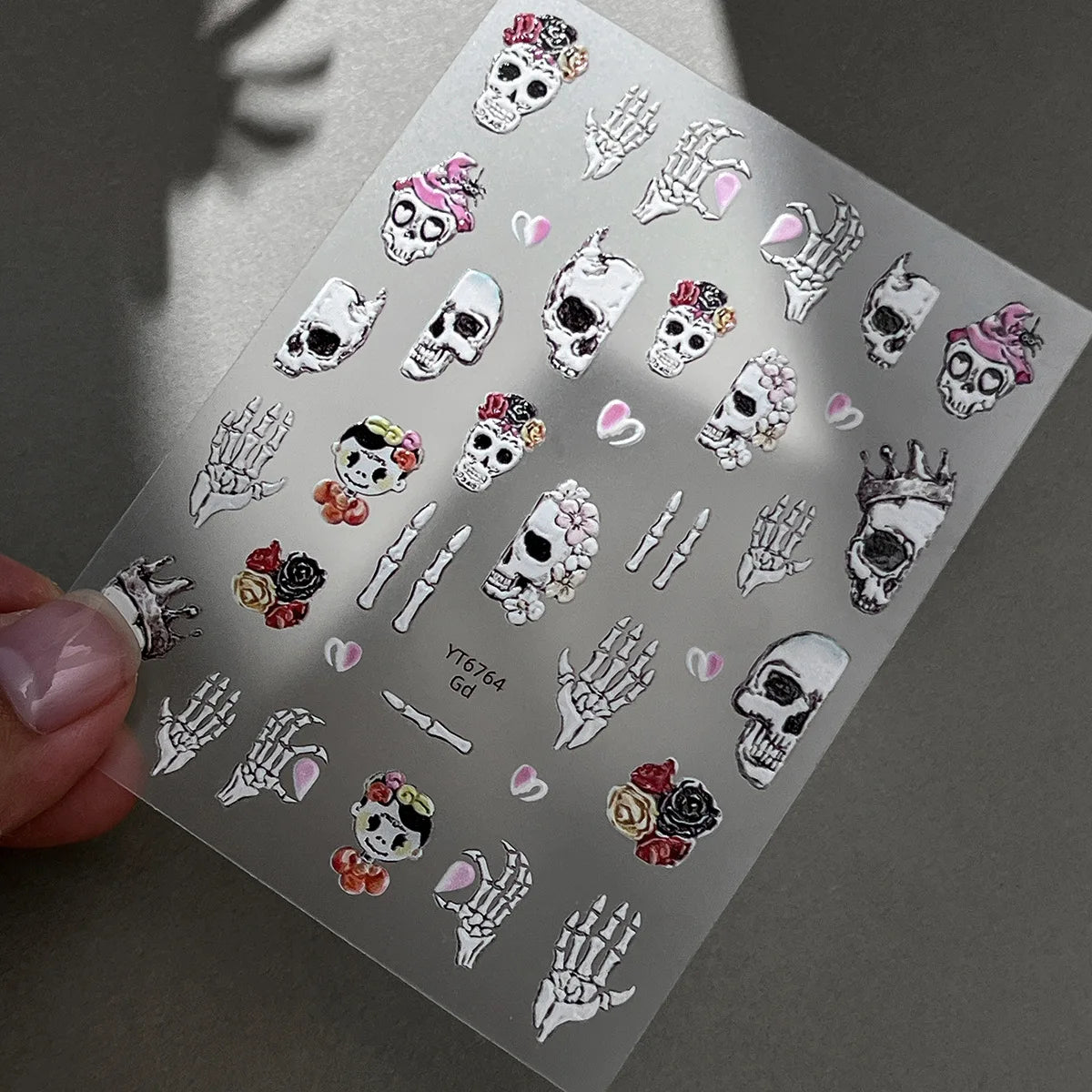 Jelly Halloween Skeleton Stickers Nail Art Cool Evil dark style decorative Nails Sticker DIY Trendy Manicure Ornaments Supplier