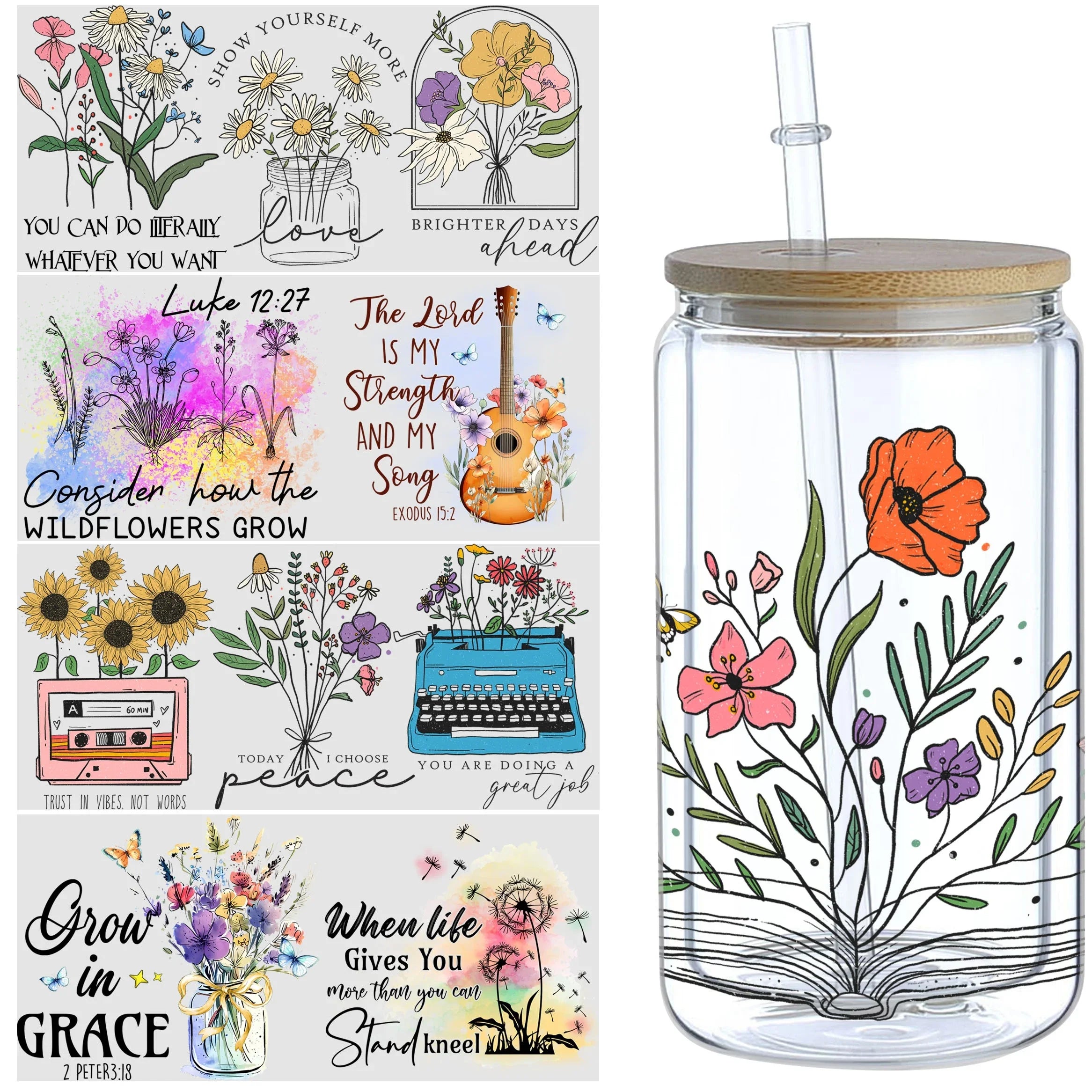 5 sheets of Butterfly,UV grade waterproof scratch-resistant self-adhesive paper,3D crystal DIY mugs,water bottles,glass cups