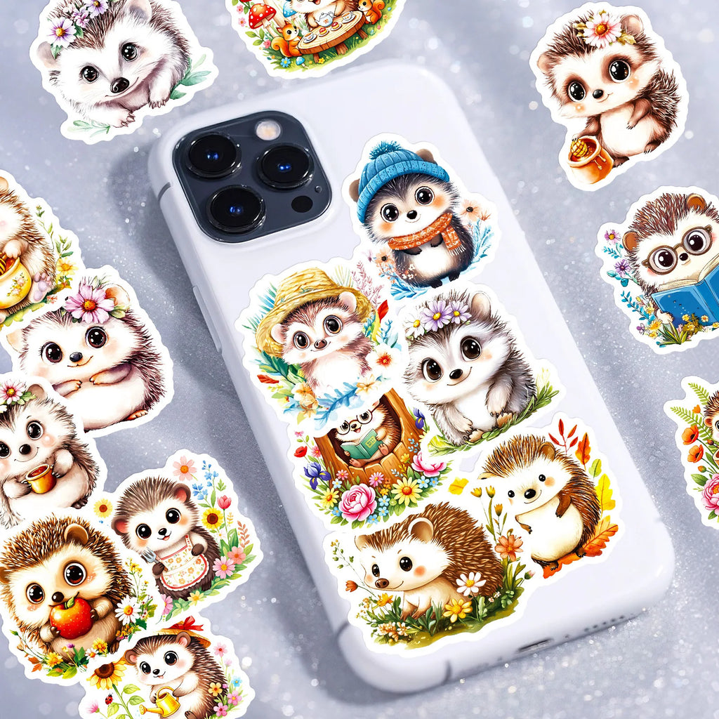 56/112 Pcs Different Poses Animated Style Hedgehog Stickers Reusable for Scrapbook Stationery Box Pen Holder Notebook Phone Deca