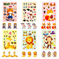 6/12 Pcs Big Eye Animal Cartoon Puzzle Face Swap Make a Face Stickers DIY Toys for Fridge Notebook Suitcase Removable Decals