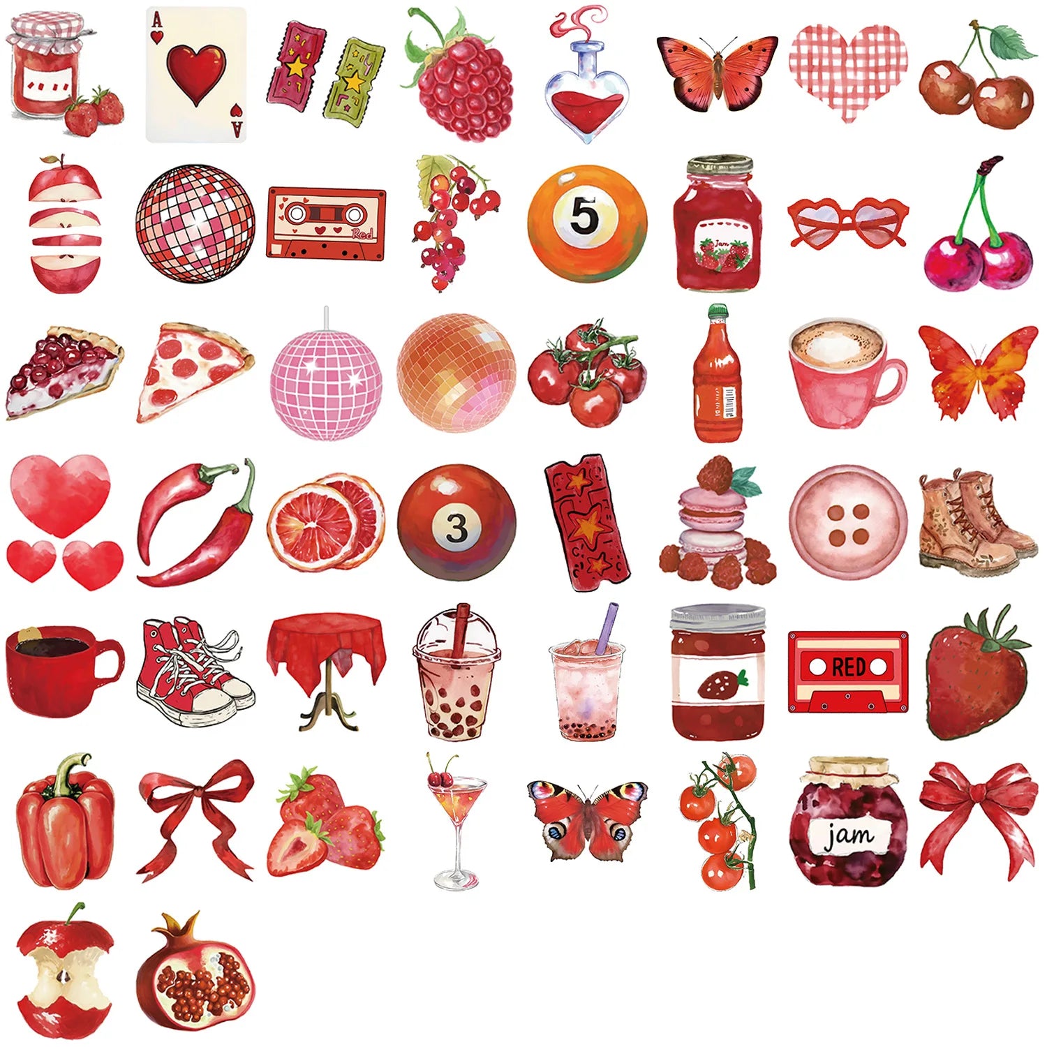 50/100PCS Cartoon Cherry Downtown Stickers Decorative Guitar Notebook Luggage DIY Waterproof