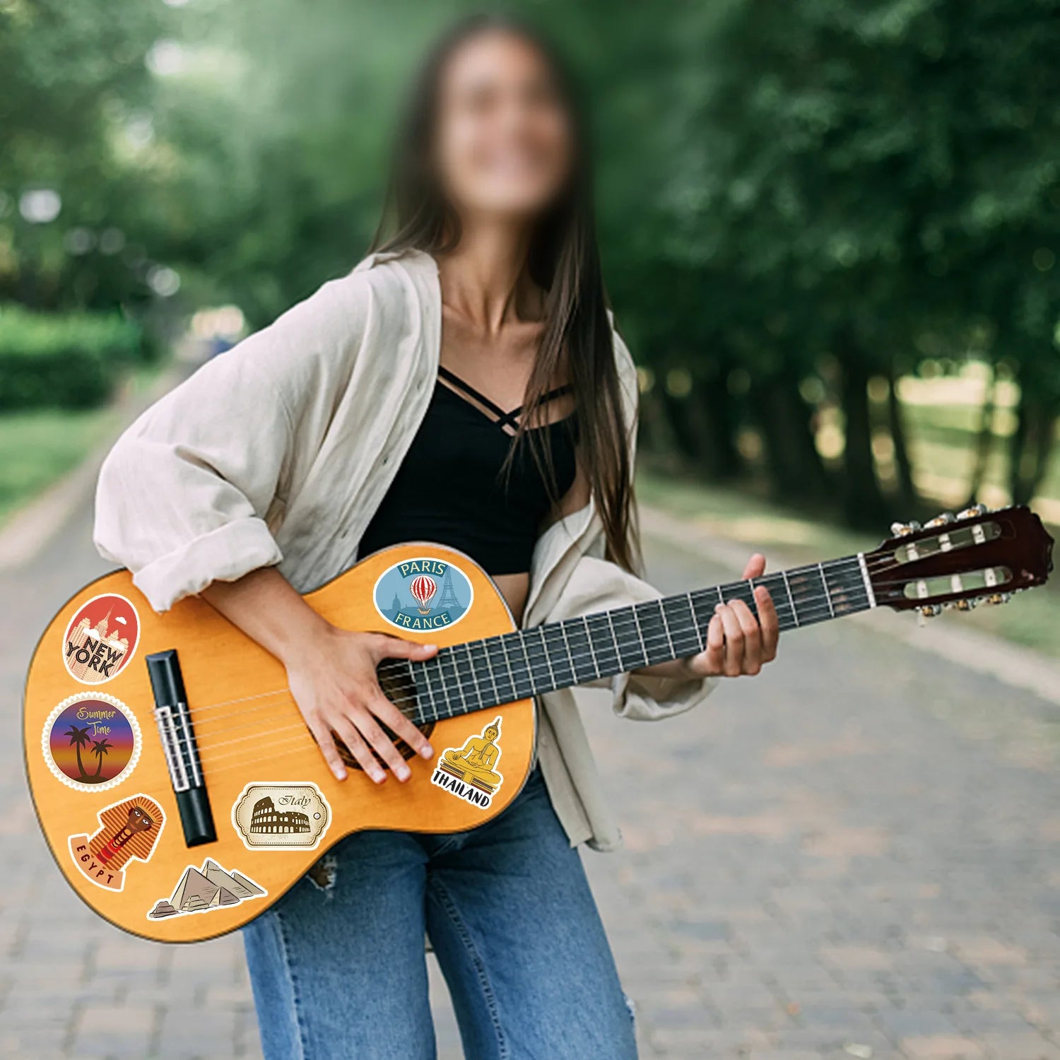 100Pcs World Famous Travel Landmark Doodle Stickers, Stationery Notebook Phone Guitar Fridge Luggage Waterproof Decals Stickers