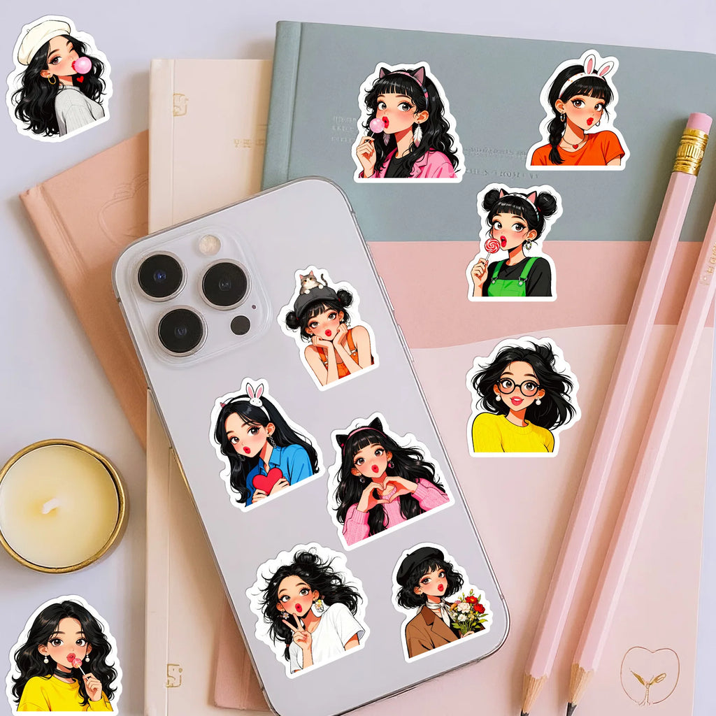 56/112Pcs New Fashion Pouty Lips Woman Doodle Stickers for DIY Phone Case Laptop Suitcase Notebook Scrapbook Fridge No Repeat