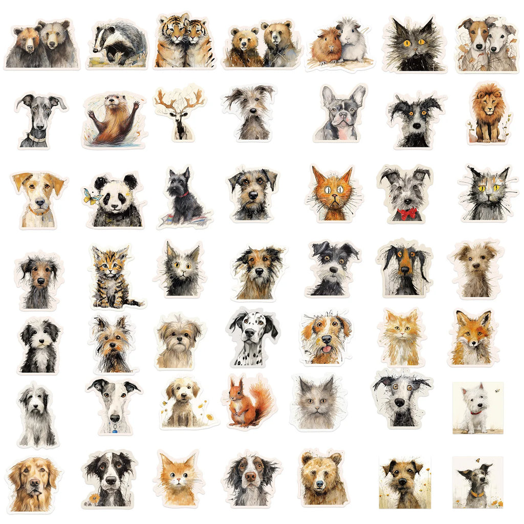 50/100PCS Cartoon Fury Animal Graffiti Stickers Guitar Notebook Luggage DIY Waterproof J Reward Stationery Stickers