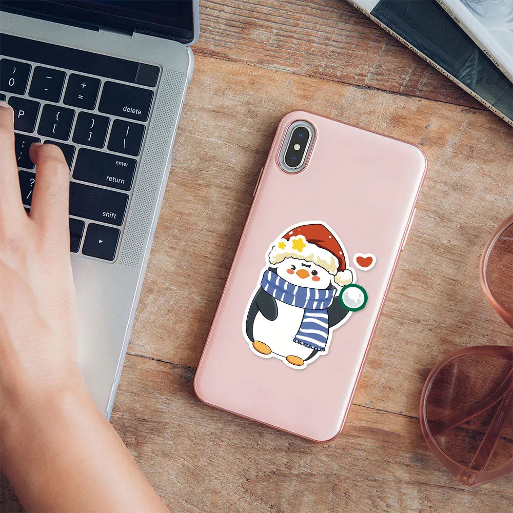 8PCS Christmas Fun Santa Claus Creative Collage DIY Suitable For Phone Cases Tablets Water Bottles Puzzle Toy Stickers