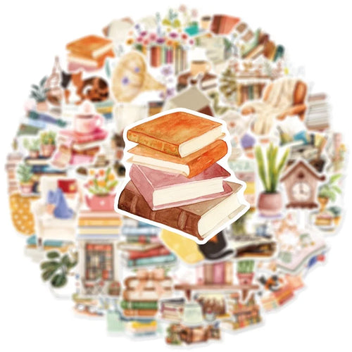 10/30/50PCS Kawaii Reading Life PVC Sticky Sticker Aesthetic Colored DIY Children's Decoration Scrapbooking School Supplies