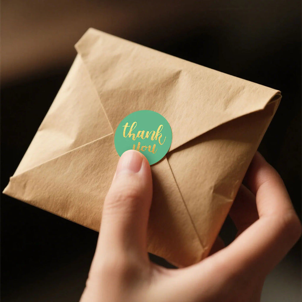 500Pcs 25mm Gold Foil Thank You Stickers for Baking Wedding Decor Birthday Party Gift Sealing Sticker