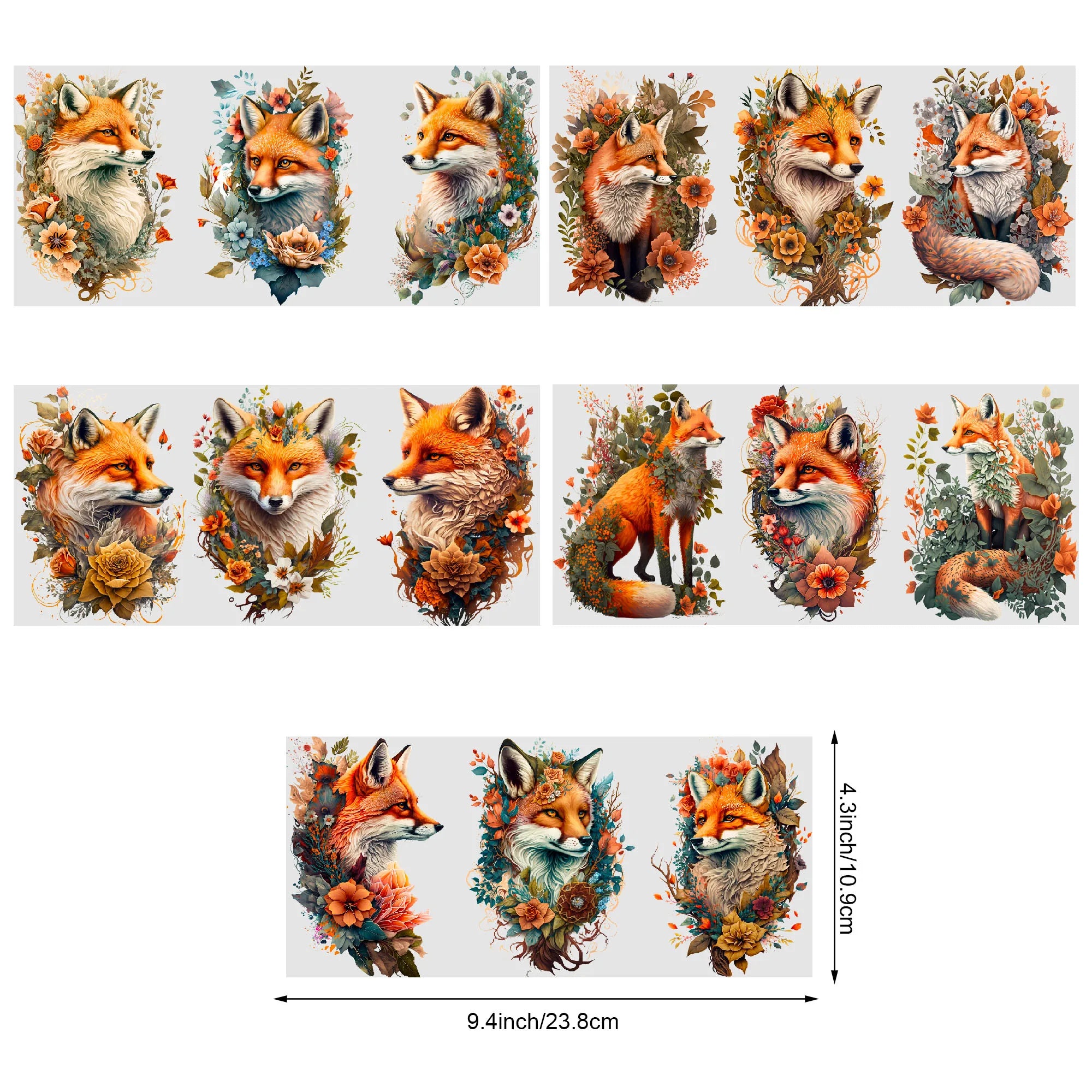 5 sheet Animal UV DTF Cup Stickers, DTF Transfer Stickers, Waterproof Wipe Transfer Paper for 16oz Glass, Mug, Crafts, Furniture