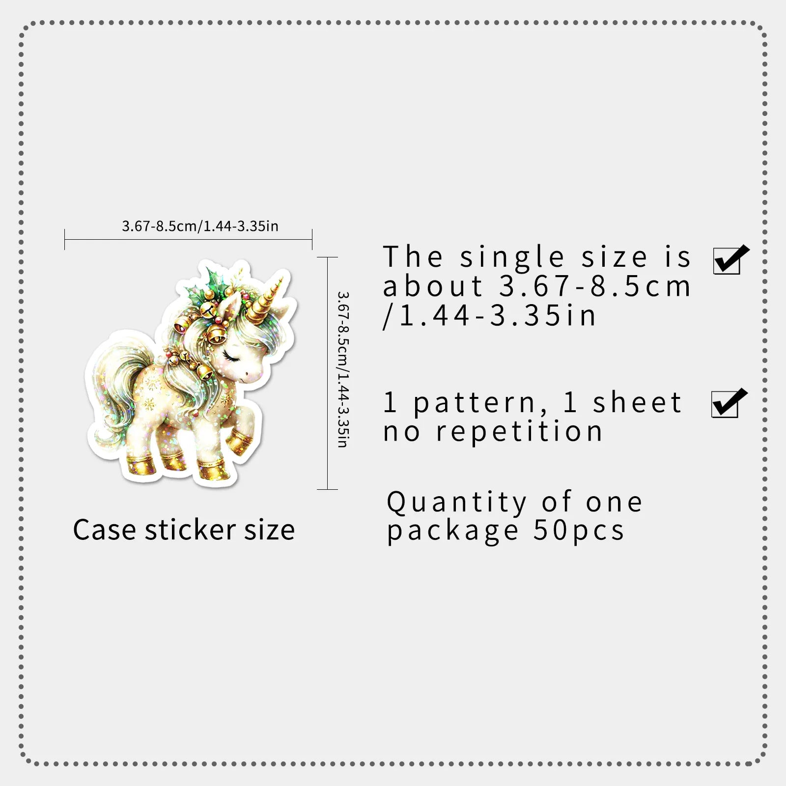 50PCS Flash Film Laser Unicorn Stickers Cute Cartoon Animal Phone Computer Stationery Notebook Waterproof Decoration Stickert