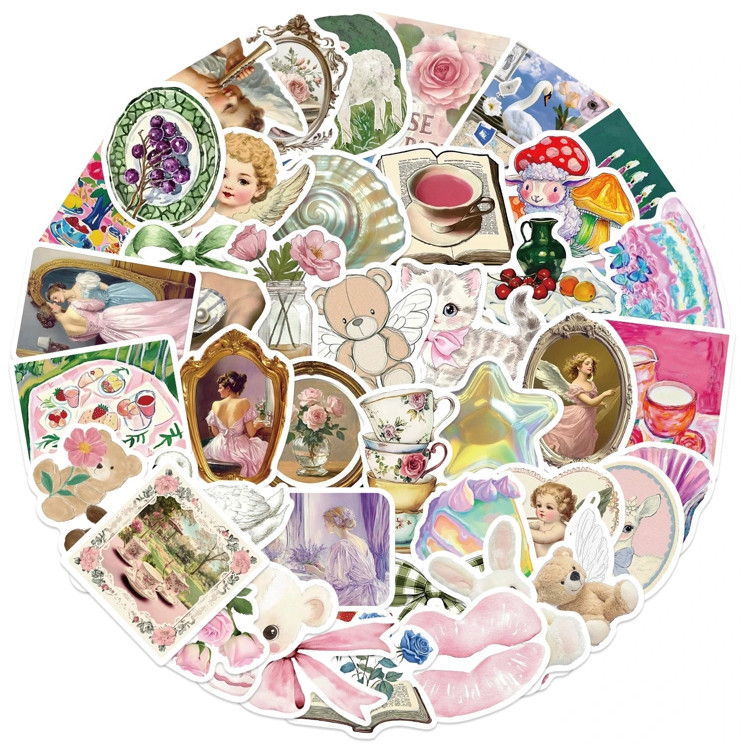 56/112PCS Cartoon Pink Mysterious Girl Graffiti Stickers Decorative Guitar Notebook Luggage DIY Stationery Waterproof Stickers