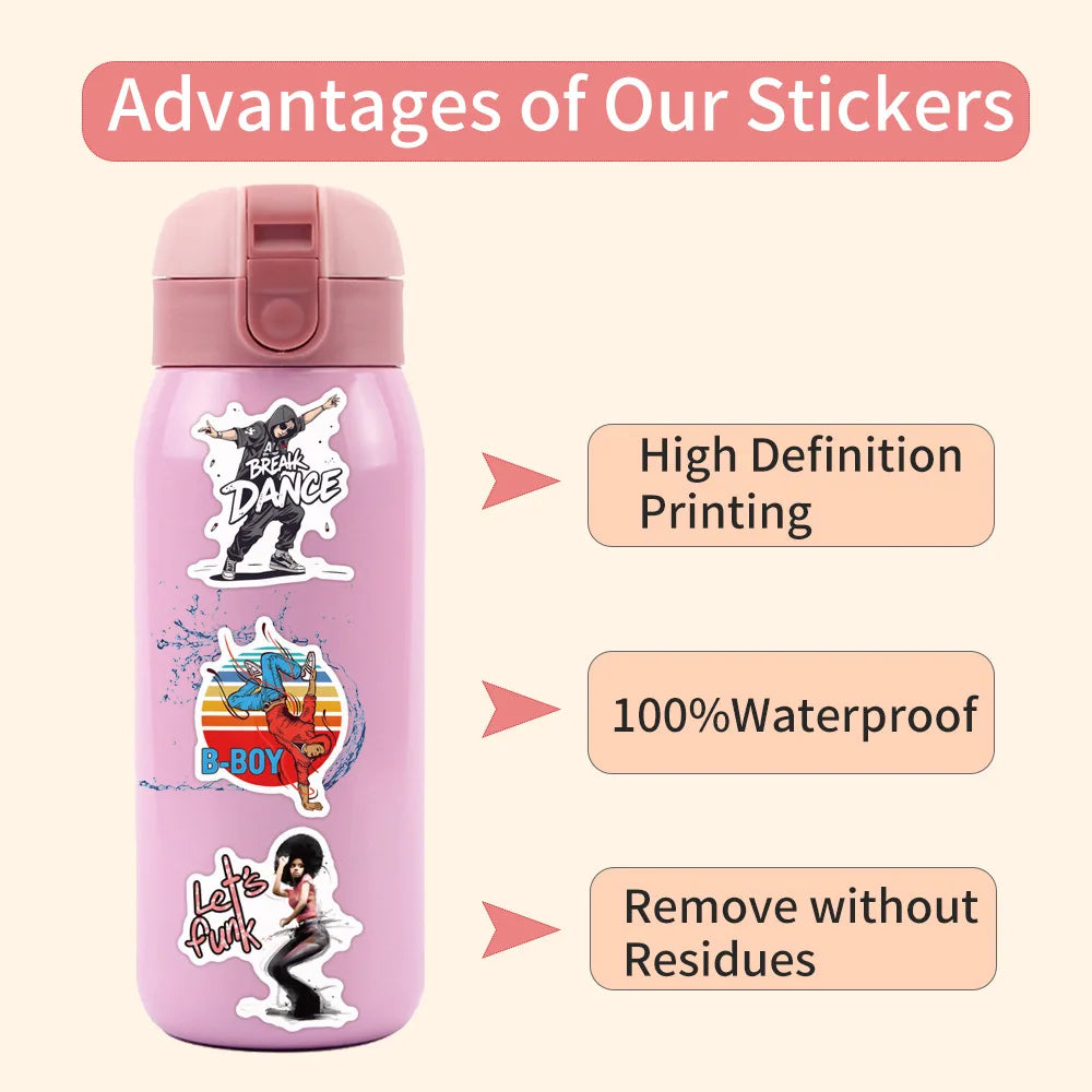 55/110PCS Breakdance Cartoon Graffiti Stationery Notebook Stickers Car Luggage Bottle Stickers